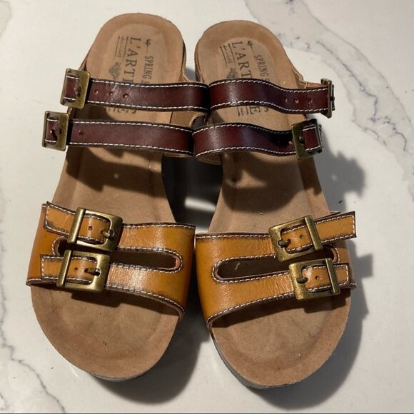 L’ARTISTE Sz 35 Spring Step Leather Strappy Wedges  Sandals - Picture 4 of 10